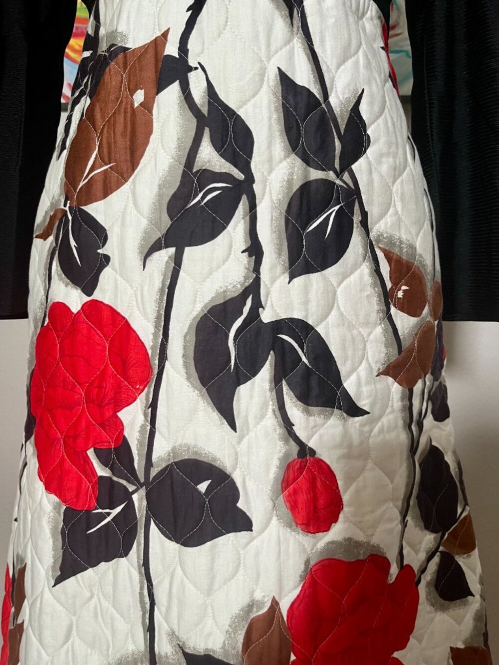 Renassance Land N' Sea Quilted Rose Floral Maxi Dress Vintage 80s - Picture 3 of 7